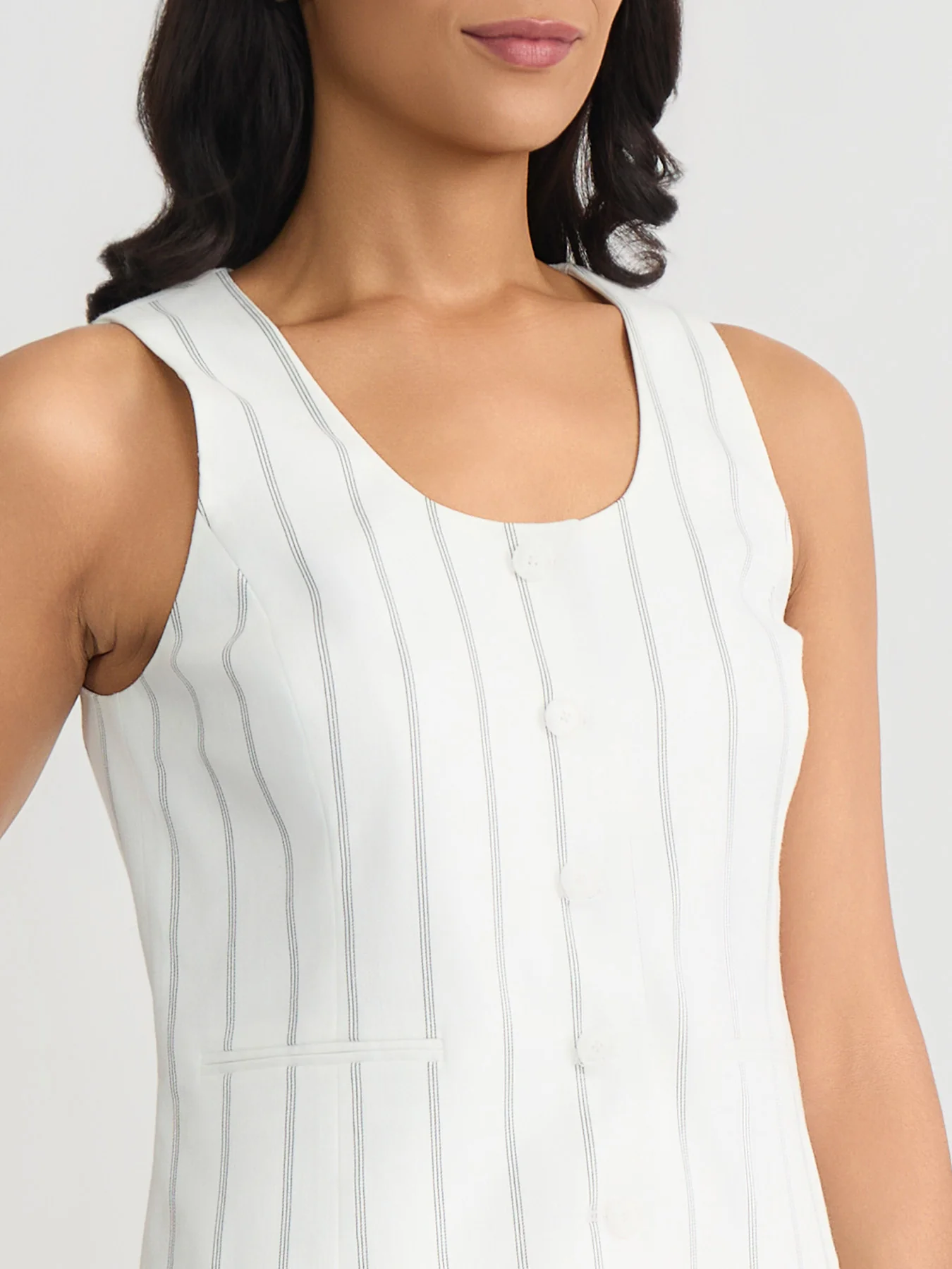 Pinstripe Crepe Vest - Image 4