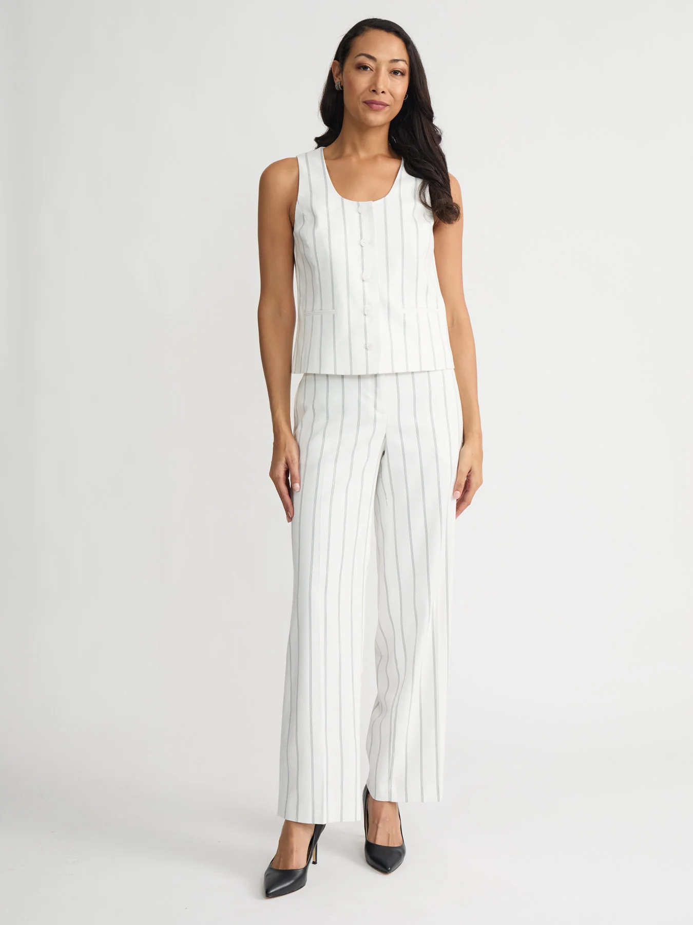 Pinstripe Crepe Vest - Image 5