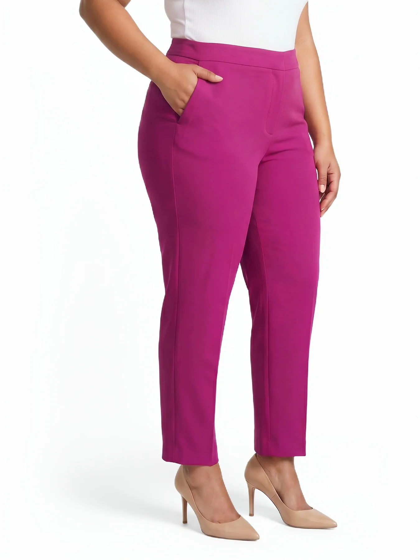 Plus Ava Slim Leg Pant, Stretch Crepe - Image 3