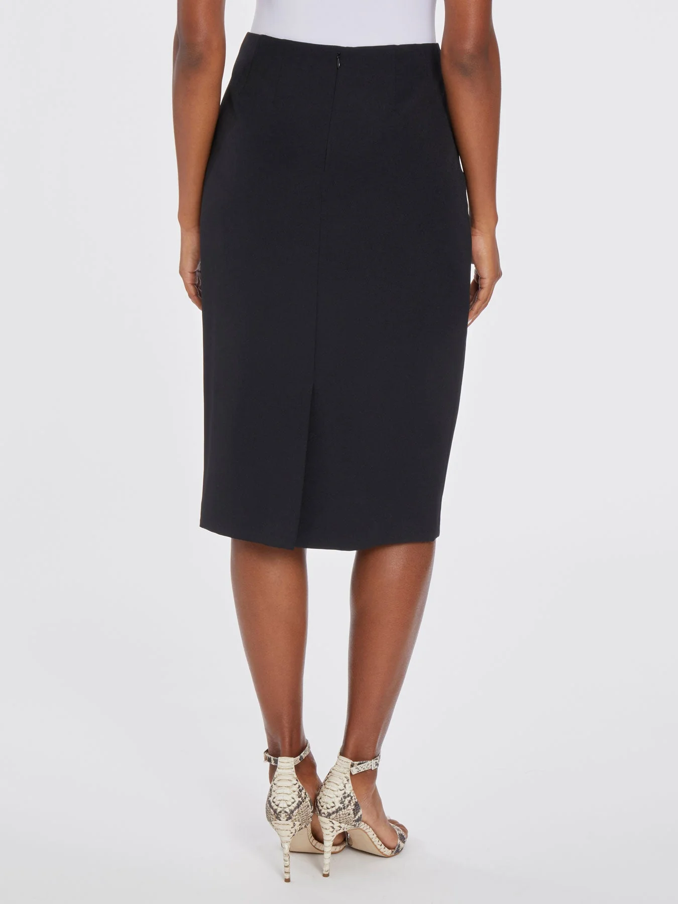 Plus Below Knee Pencil Skirt, Stretch Crepe - Image 3