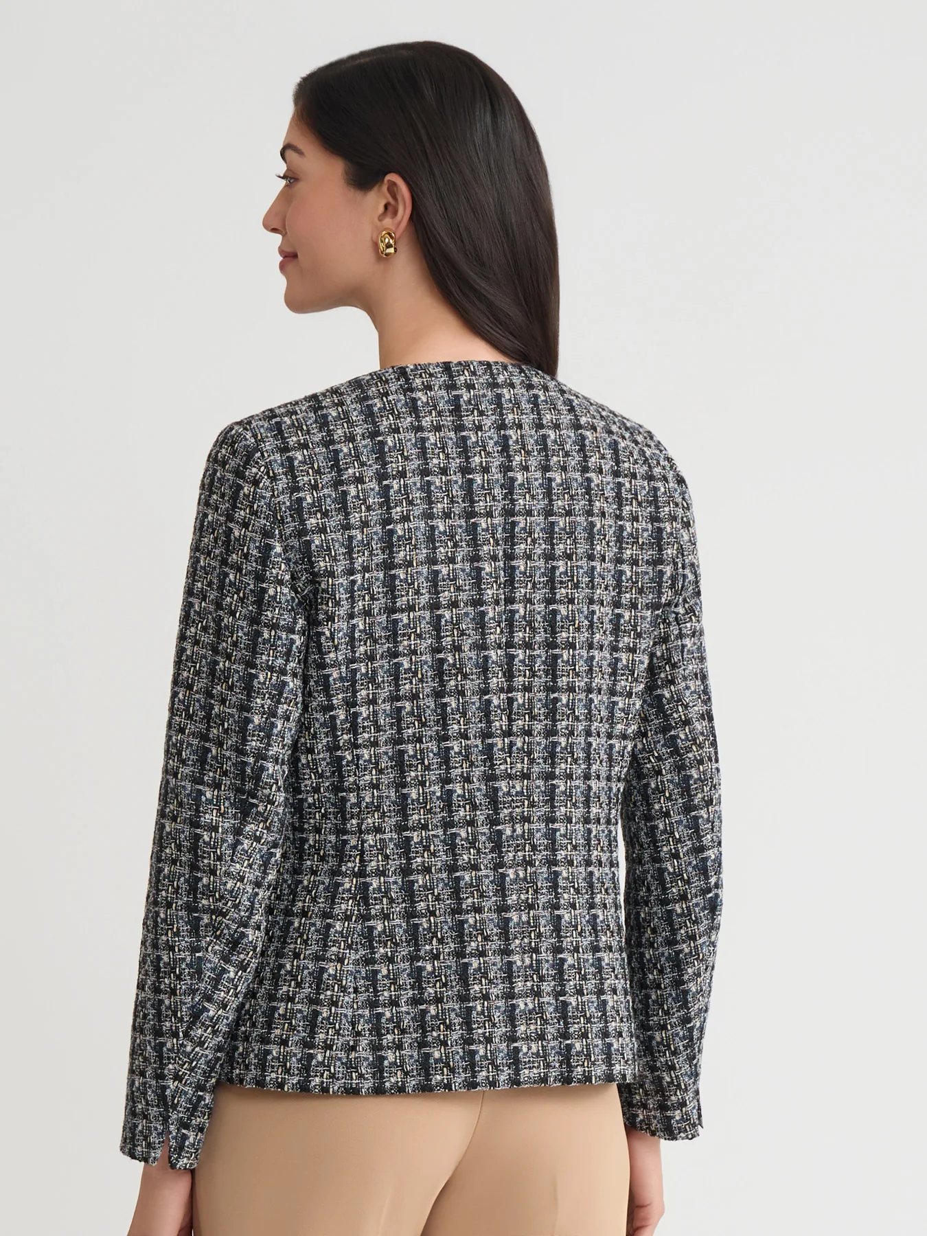 Plus Boucle Open Front Jacket, Tweed - Image 4