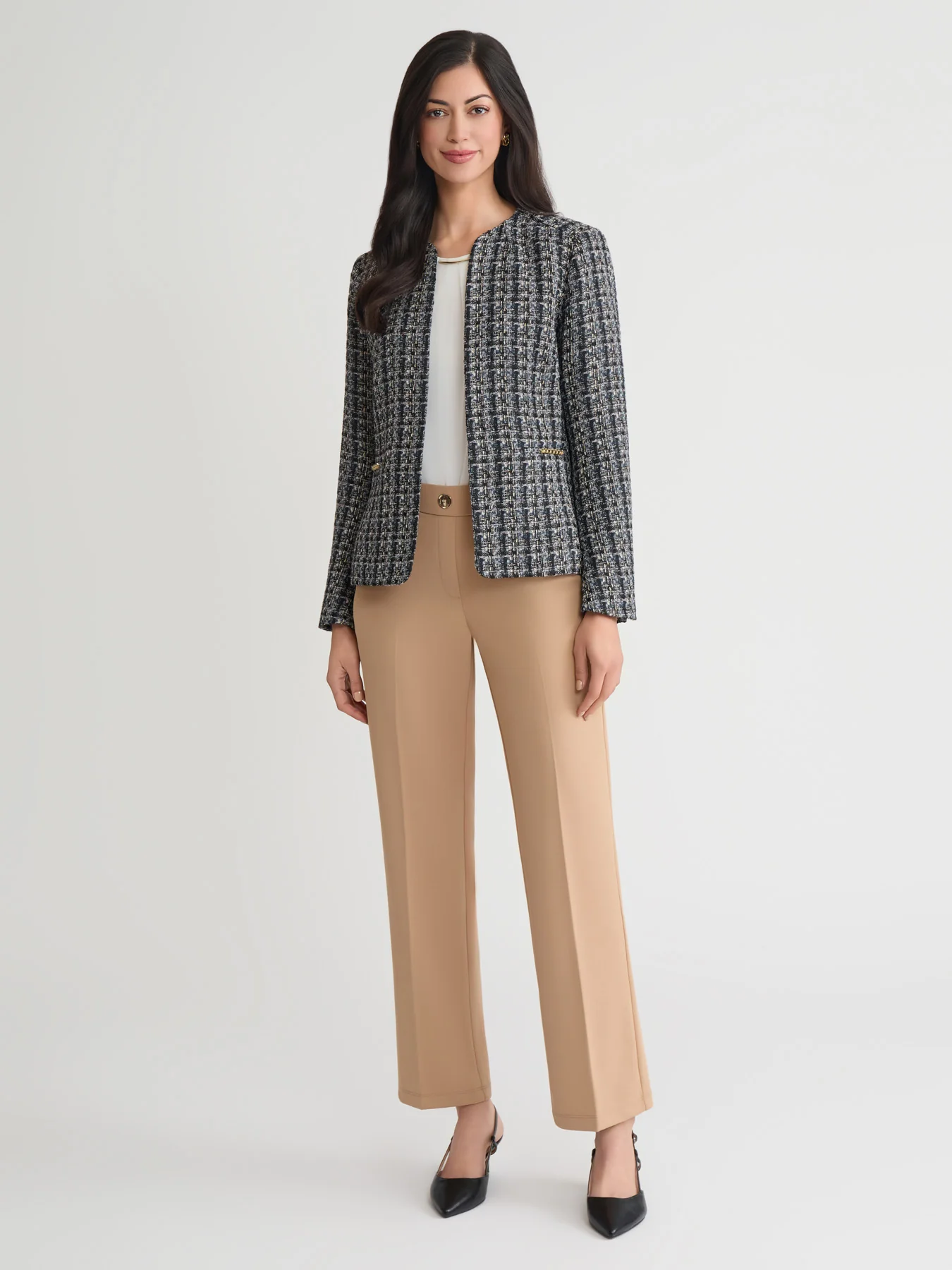 Plus Boucle Open Front Jacket, Tweed - Image 5