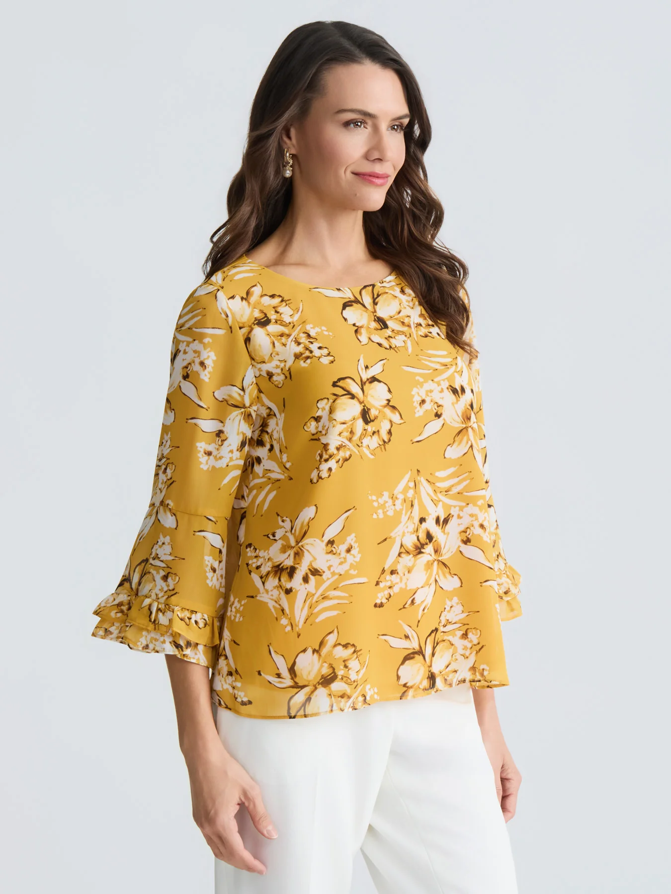 Plus Double Ruffle Sleeve Blouse - Image 3