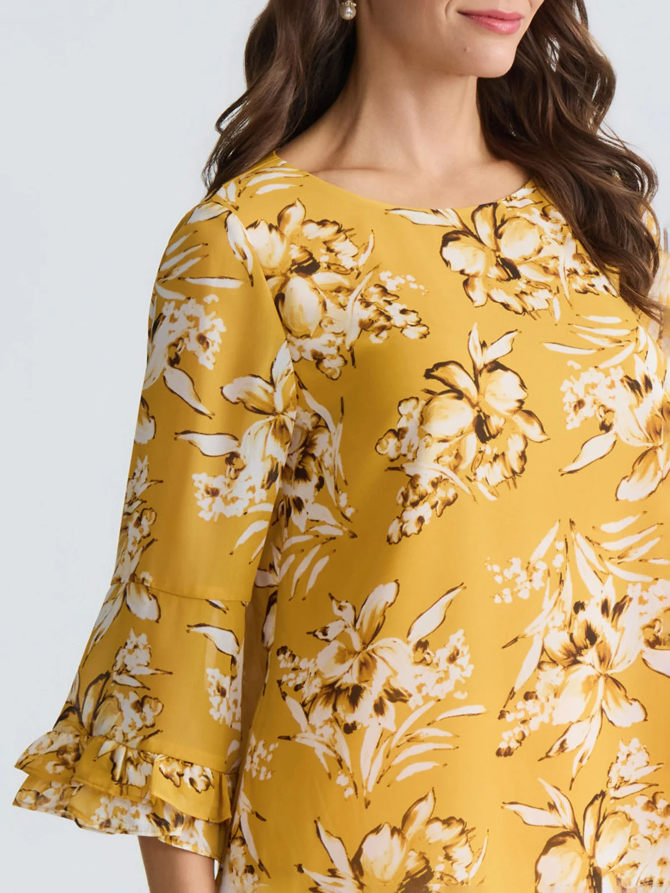 Plus Double Ruffle Sleeve Blouse - Image 4