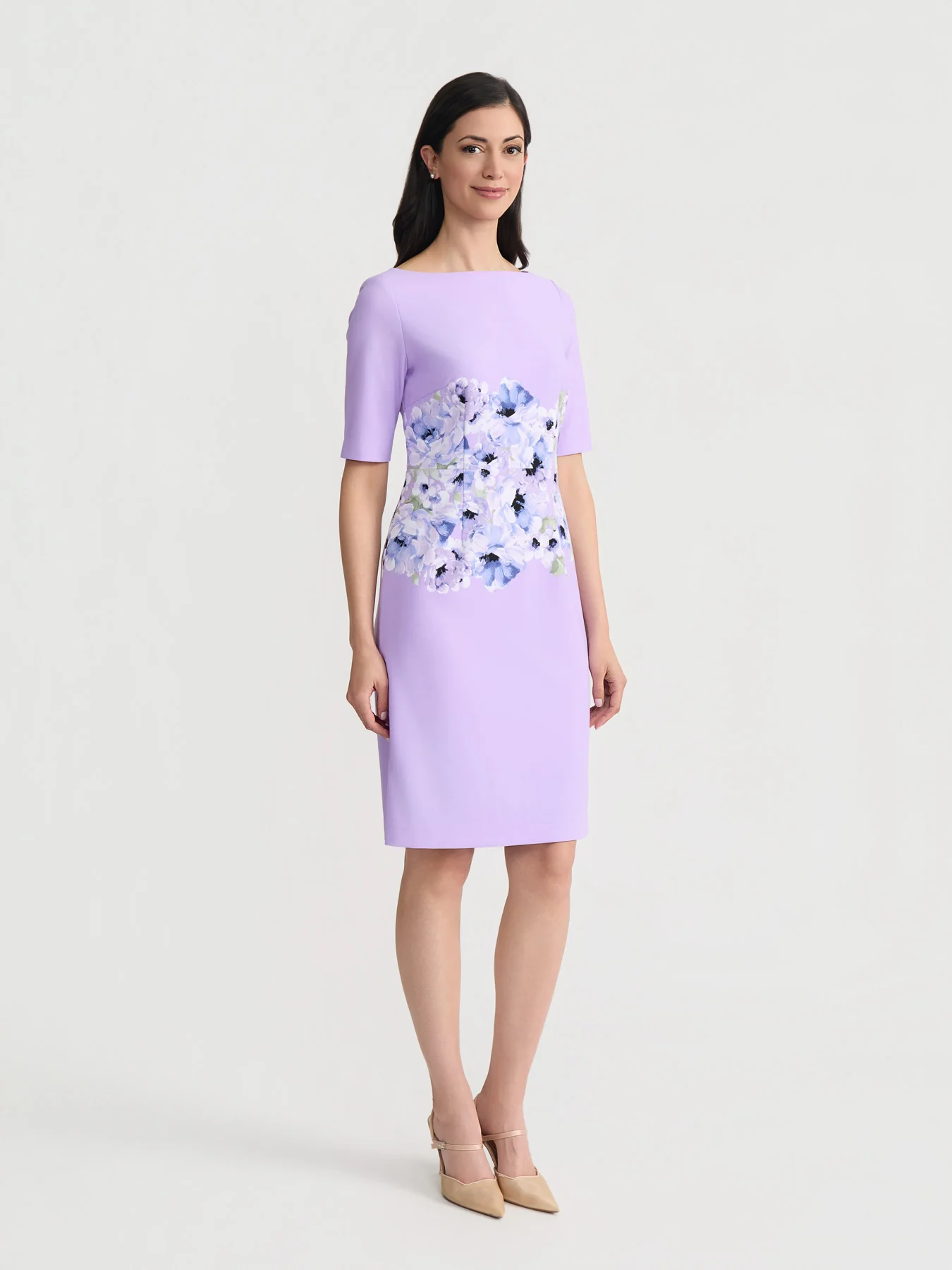 Plus Elbow Sleeve Sheath Dress, Scuba Crepe - Image 3