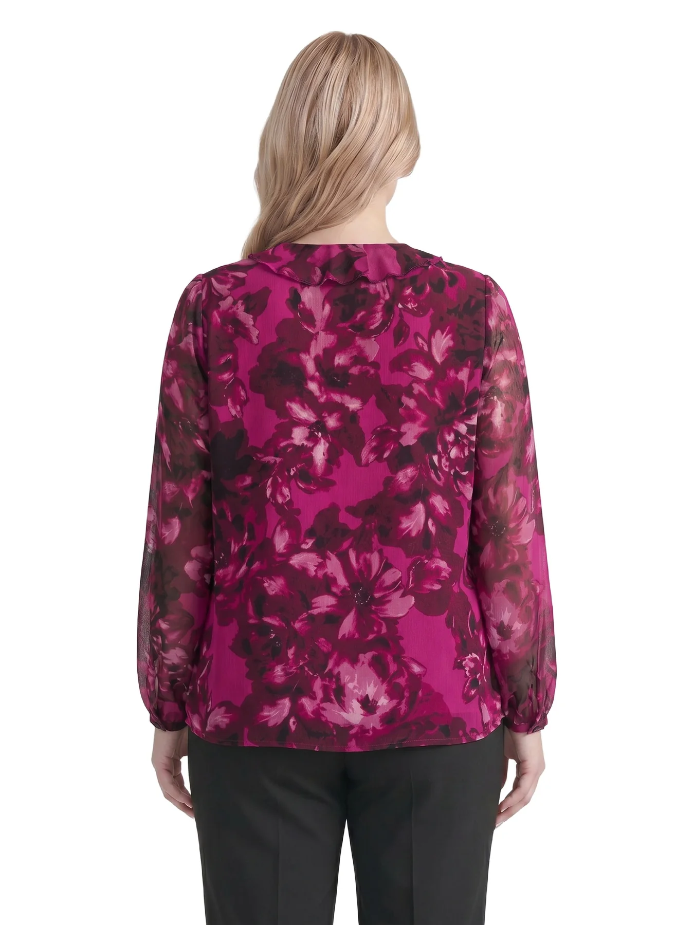 Plus Faux Wrap Ruffle Blouse - Image 2