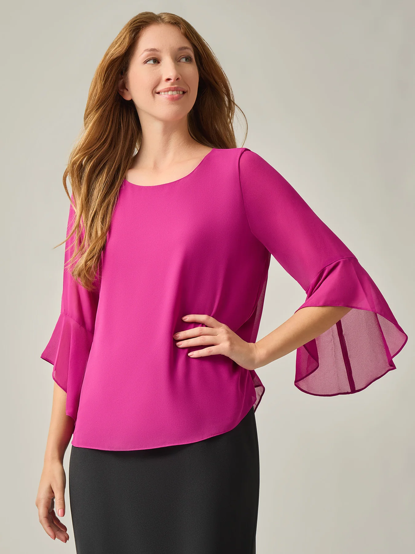 Plus Flounce Sleeve Blouse