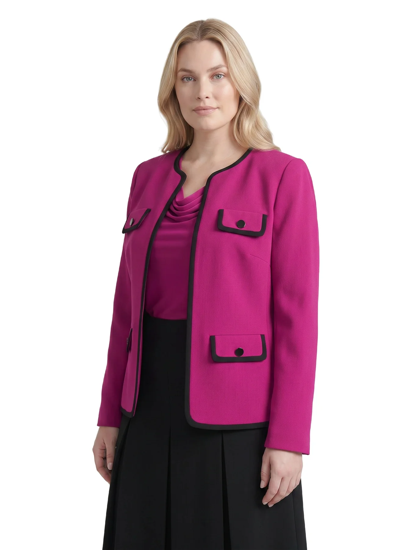 Plus Four Pocket Collarless Jacket - Image 3