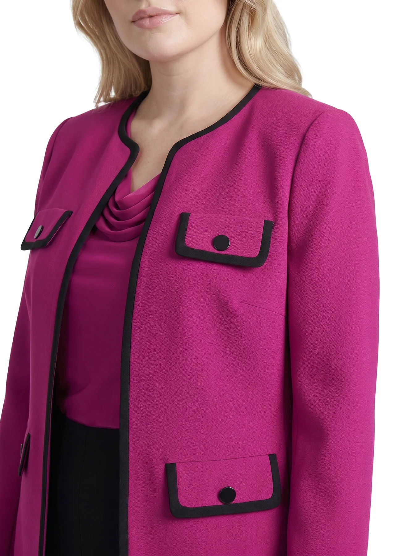 Plus Four Pocket Collarless Jacket - Image 5