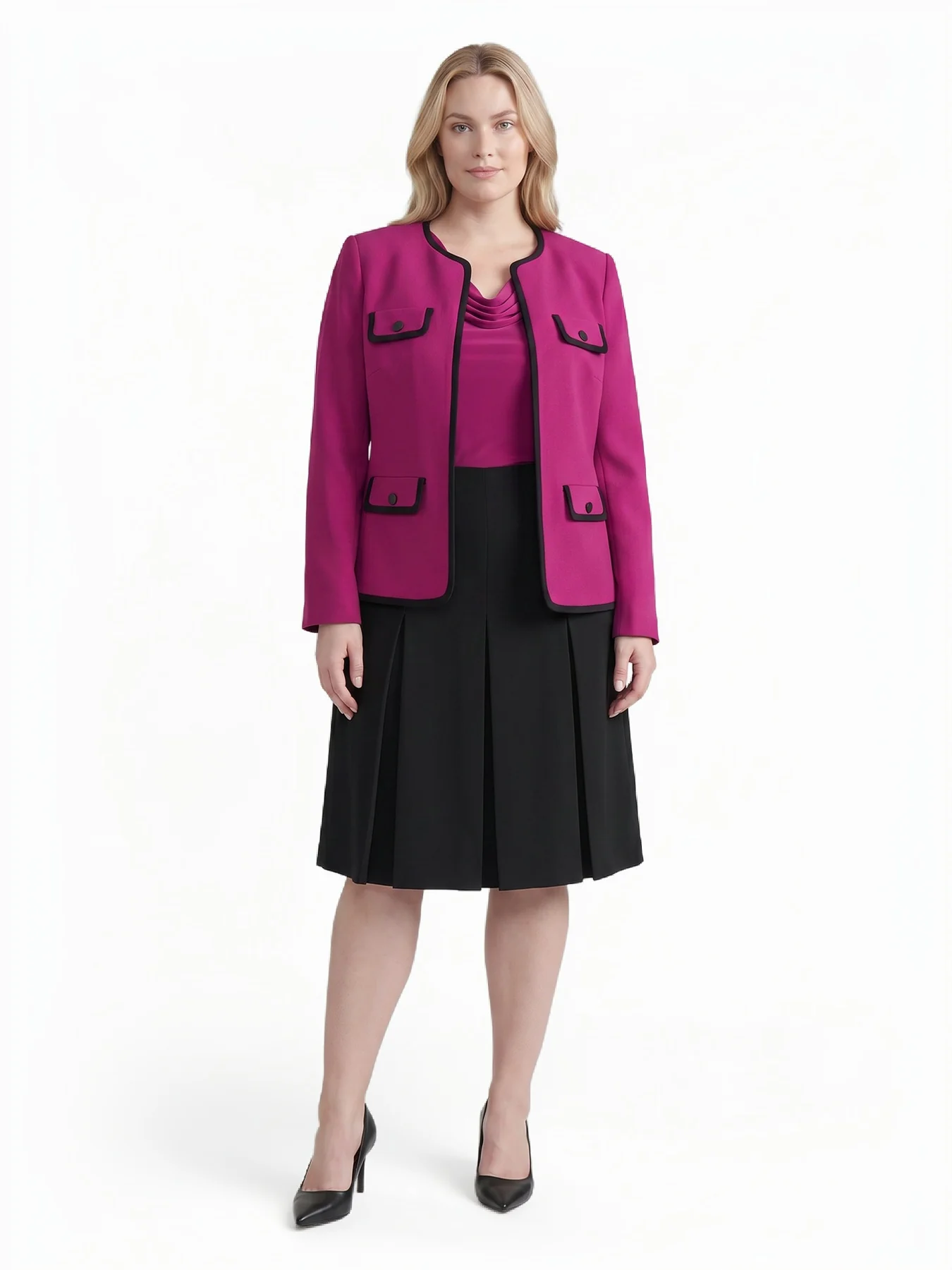 Plus Four Pocket Collarless Jacket - Image 6