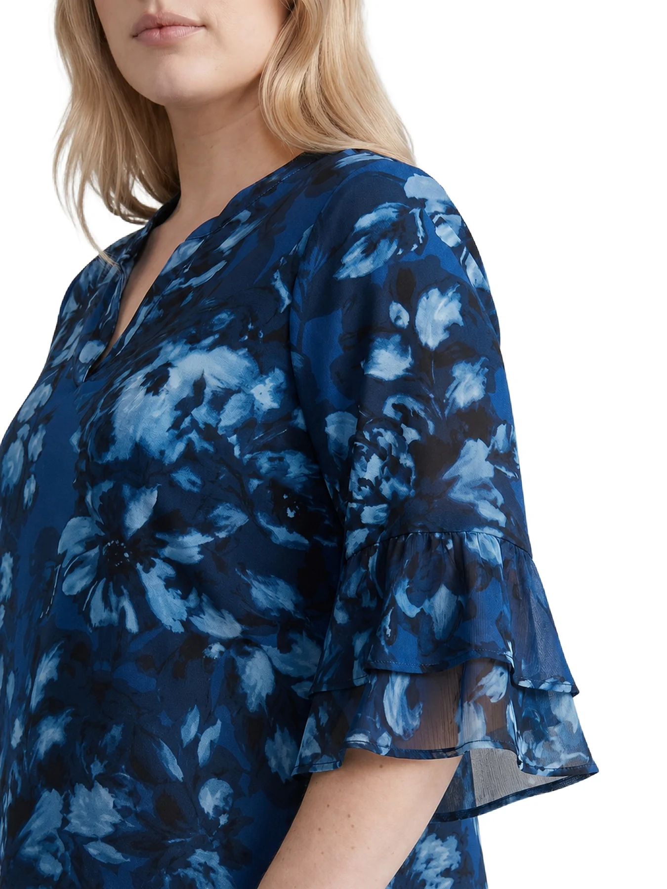 Plus Mixed Media Flutter Sleeve Top - Image 4