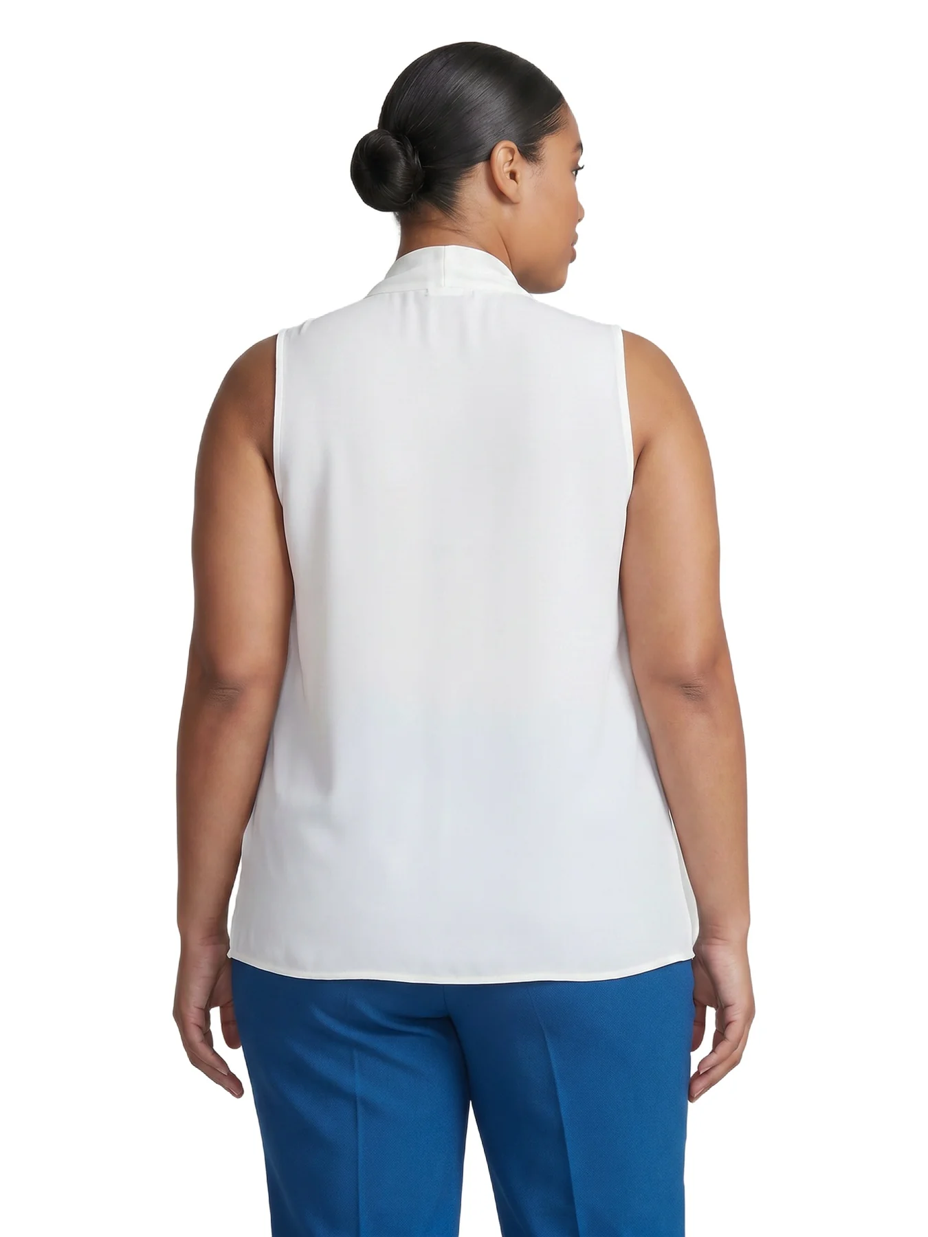 Plus Neck Tie Sleeveless Top, Everyday Knit - Image 2