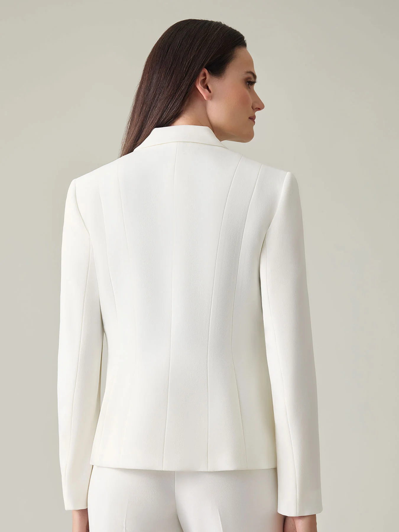 Plus One Button Double Seamed  Blazer, Stretch Crepe - Image 4