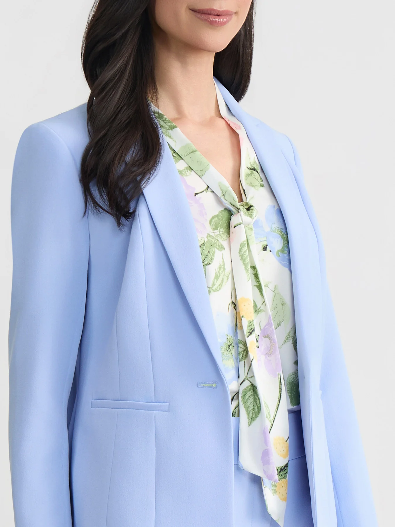 Plus One Button Double Seamed Blazer, Stretch Crepe - Image 4