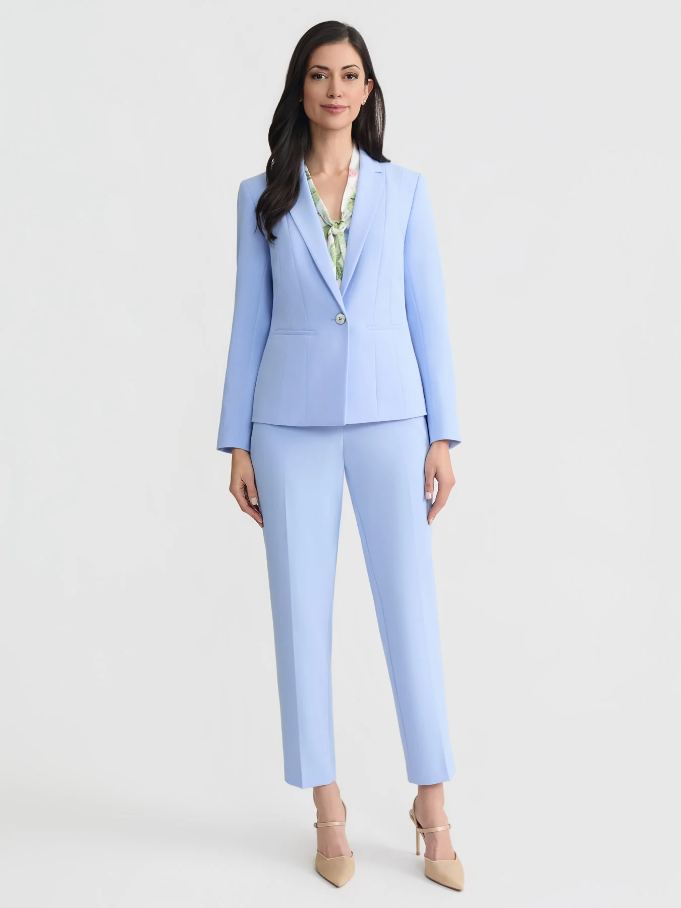 Plus One Button Double Seamed Blazer, Stretch Crepe - Image 5