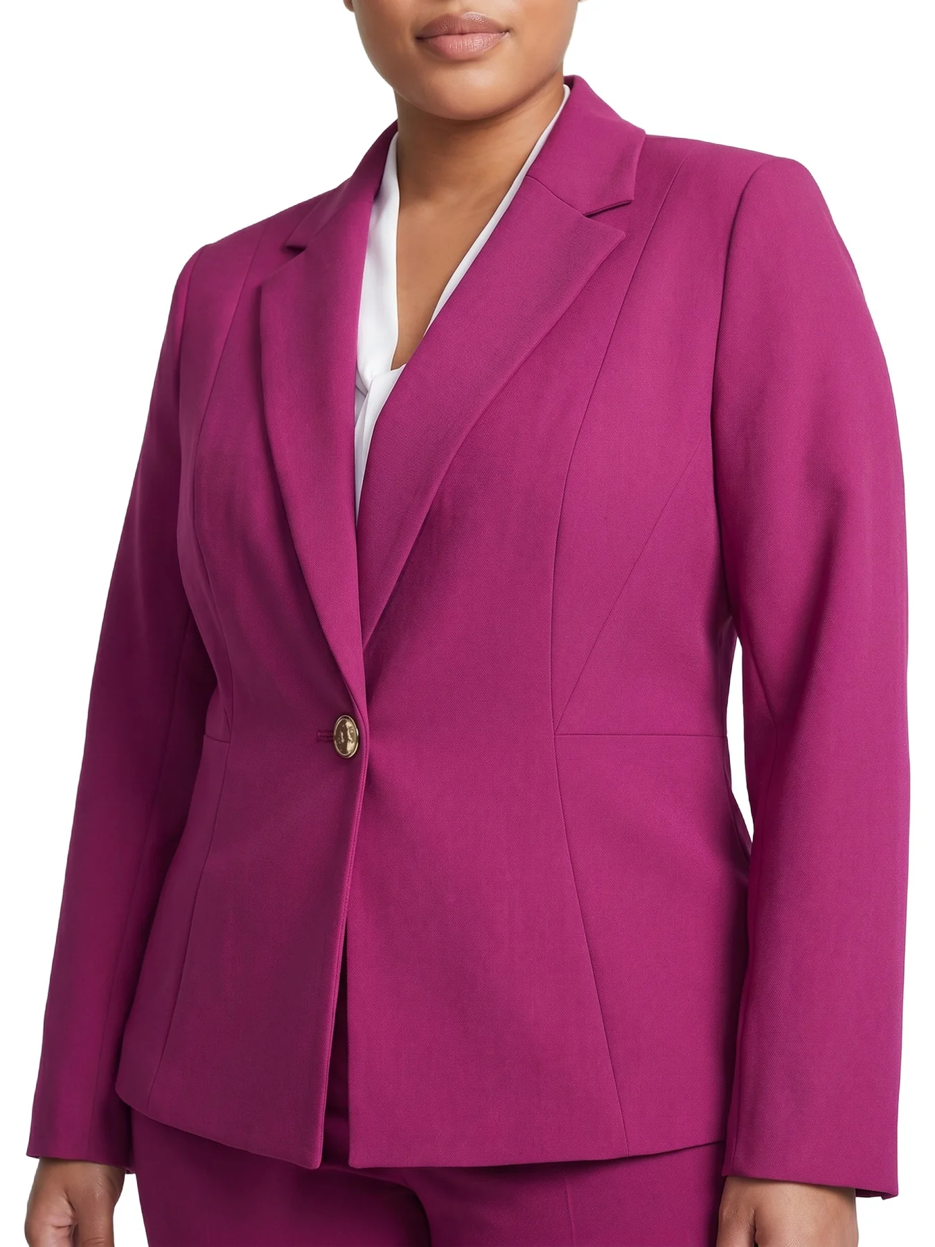 Plus One Button Princess Seam Blazer, Stretch Crepe - Image 4