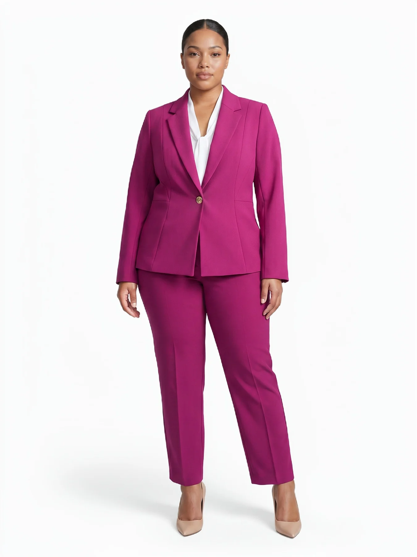 Plus One Button Princess Seam Blazer, Stretch Crepe - Image 5