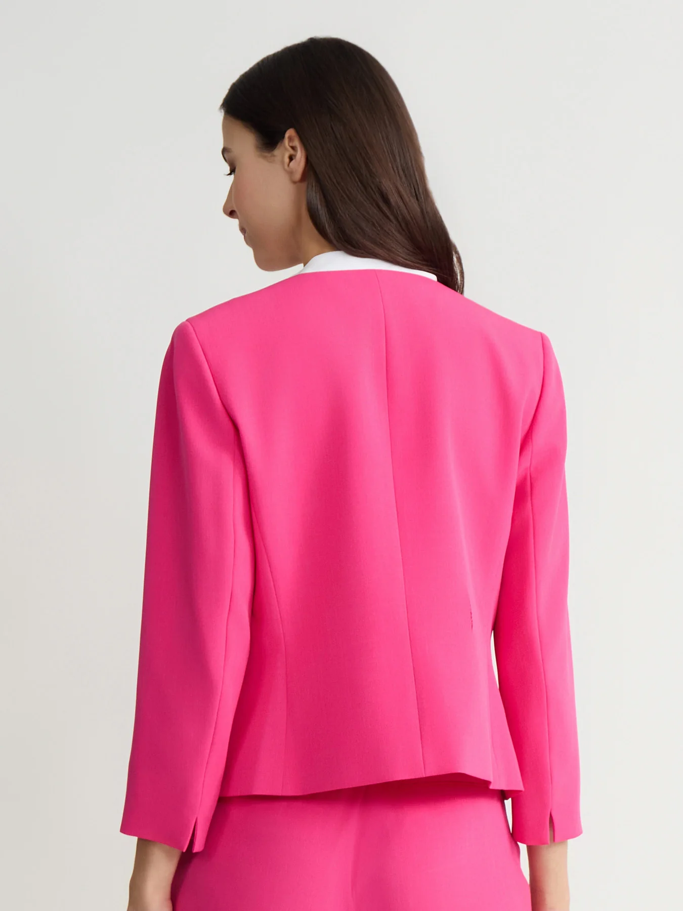 Plus Open Front Seamed Jacket, Stretch Crepe - Image 3