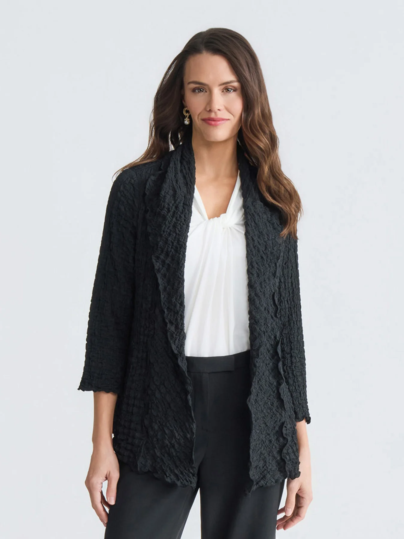 Plus Pucker Knit Cardigan