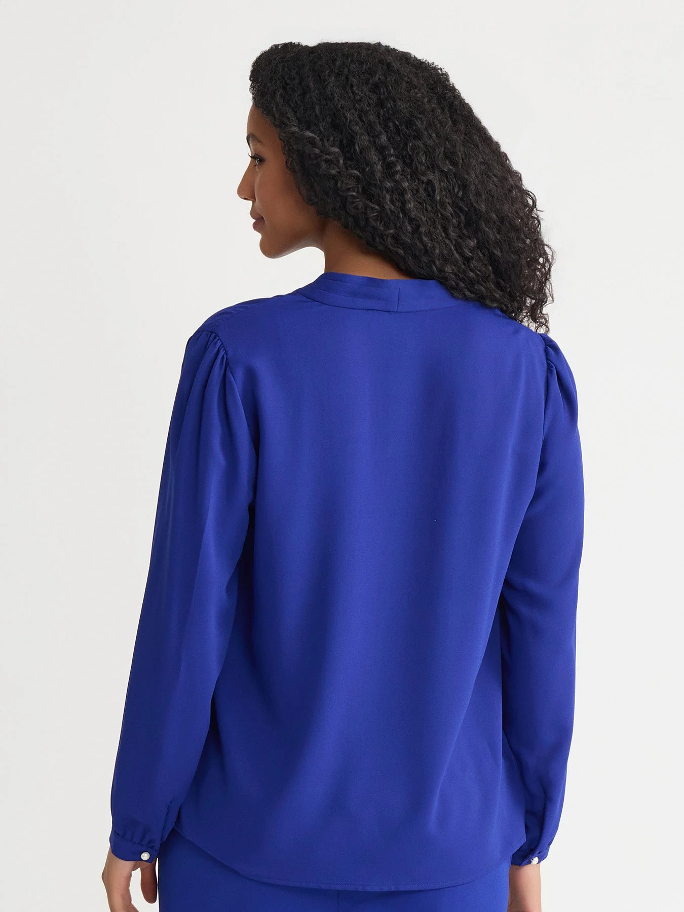 Plus Ruffle Sleeve V-Neck Blouse, Royal Signature - Image 4
