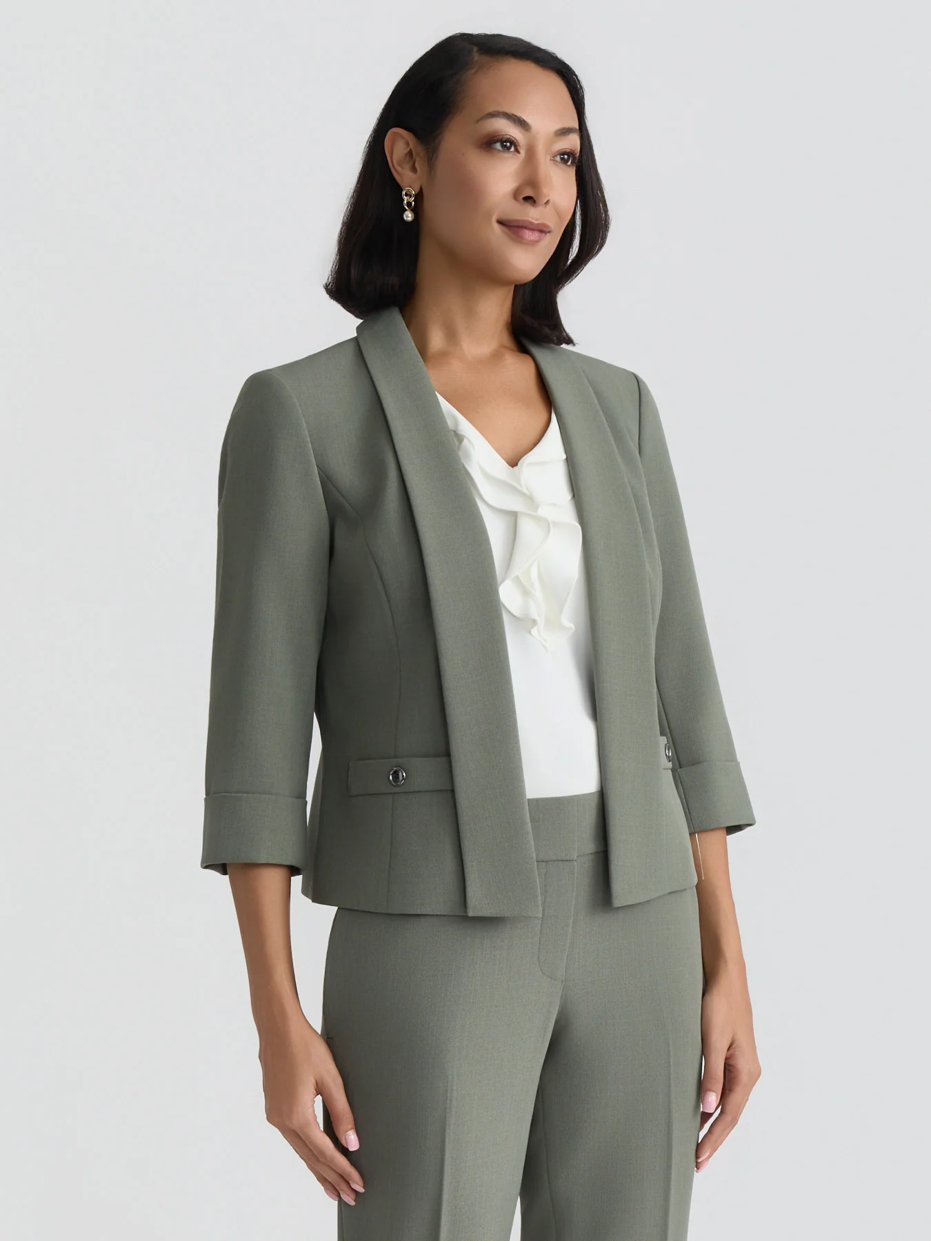 Plus Shawl Collar Jacket, Stretch Crepe - Image 2