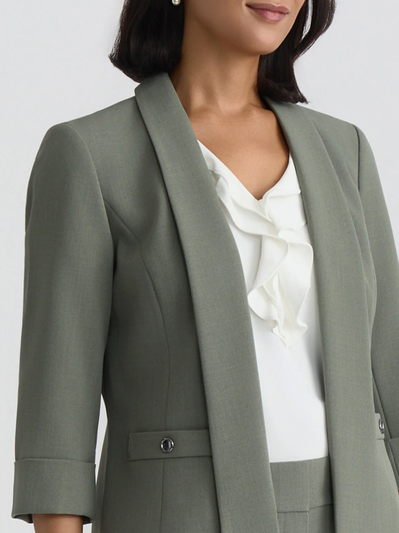 Plus Shawl Collar Jacket, Stretch Crepe - Image 4