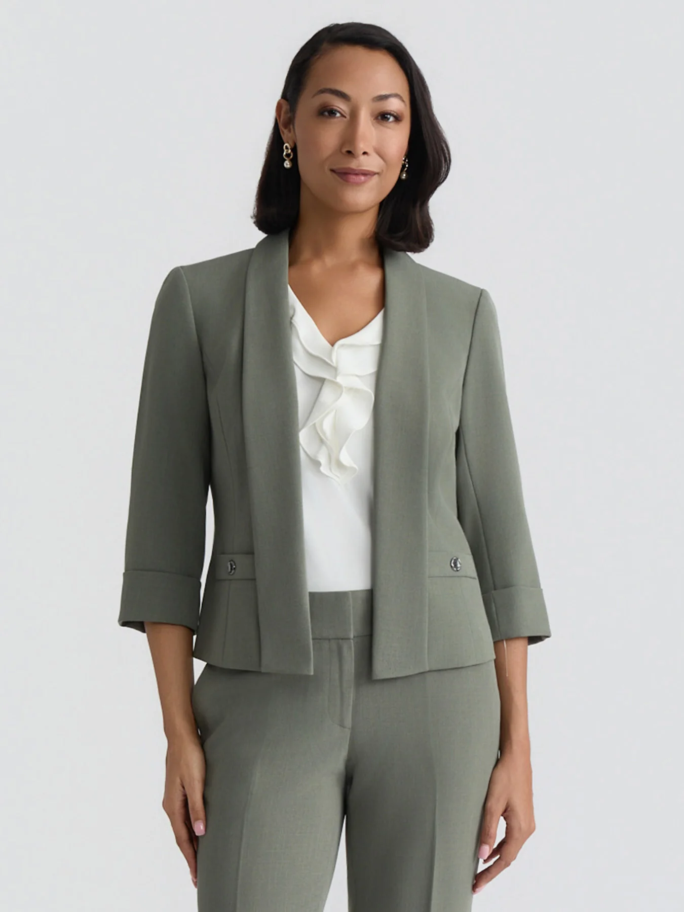 Plus Shawl Collar Jacket, Stretch Crepe - Image 5
