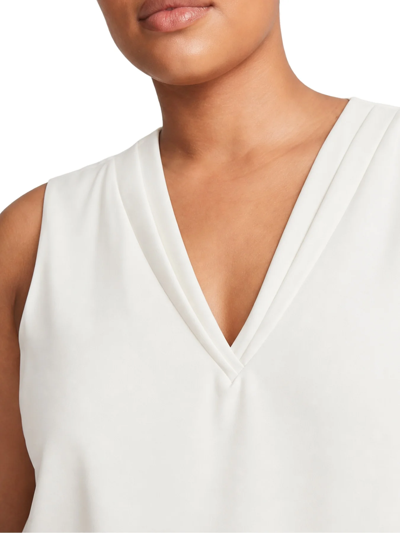Plus Sleeveless Pleat Neck Blouse - Image 4