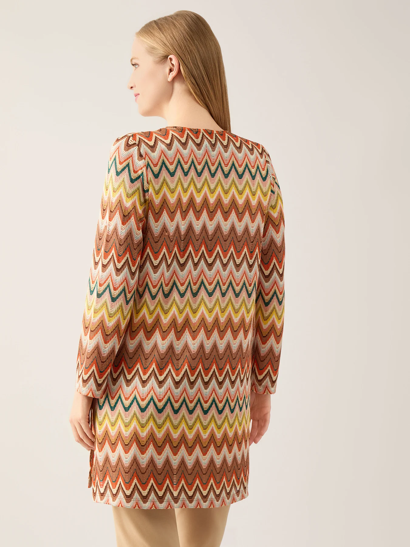 Plus Tie Front Chevron Knit Cardigan - Image 4