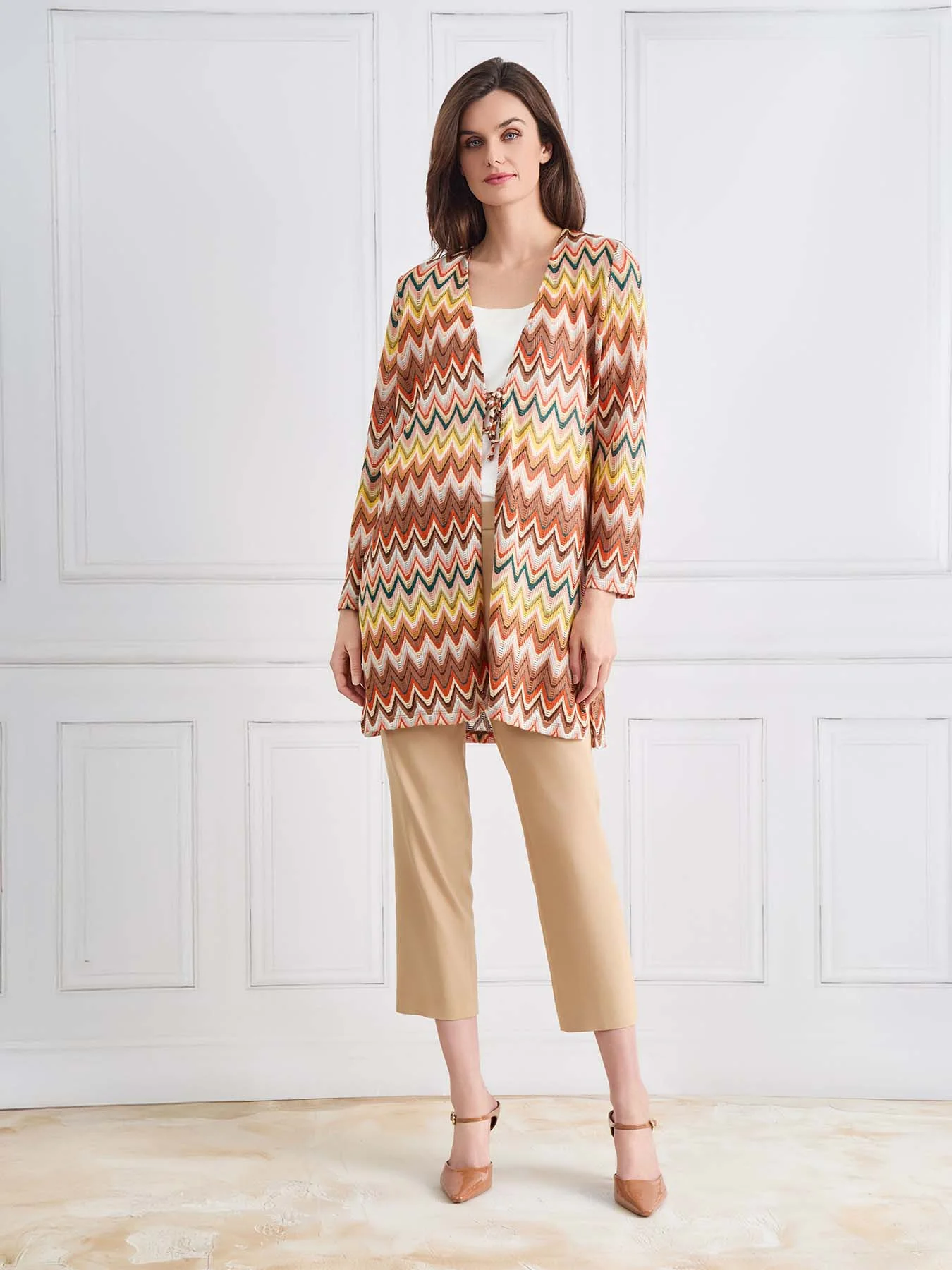 Plus Tie Front Chevron Knit Cardigan - Image 5