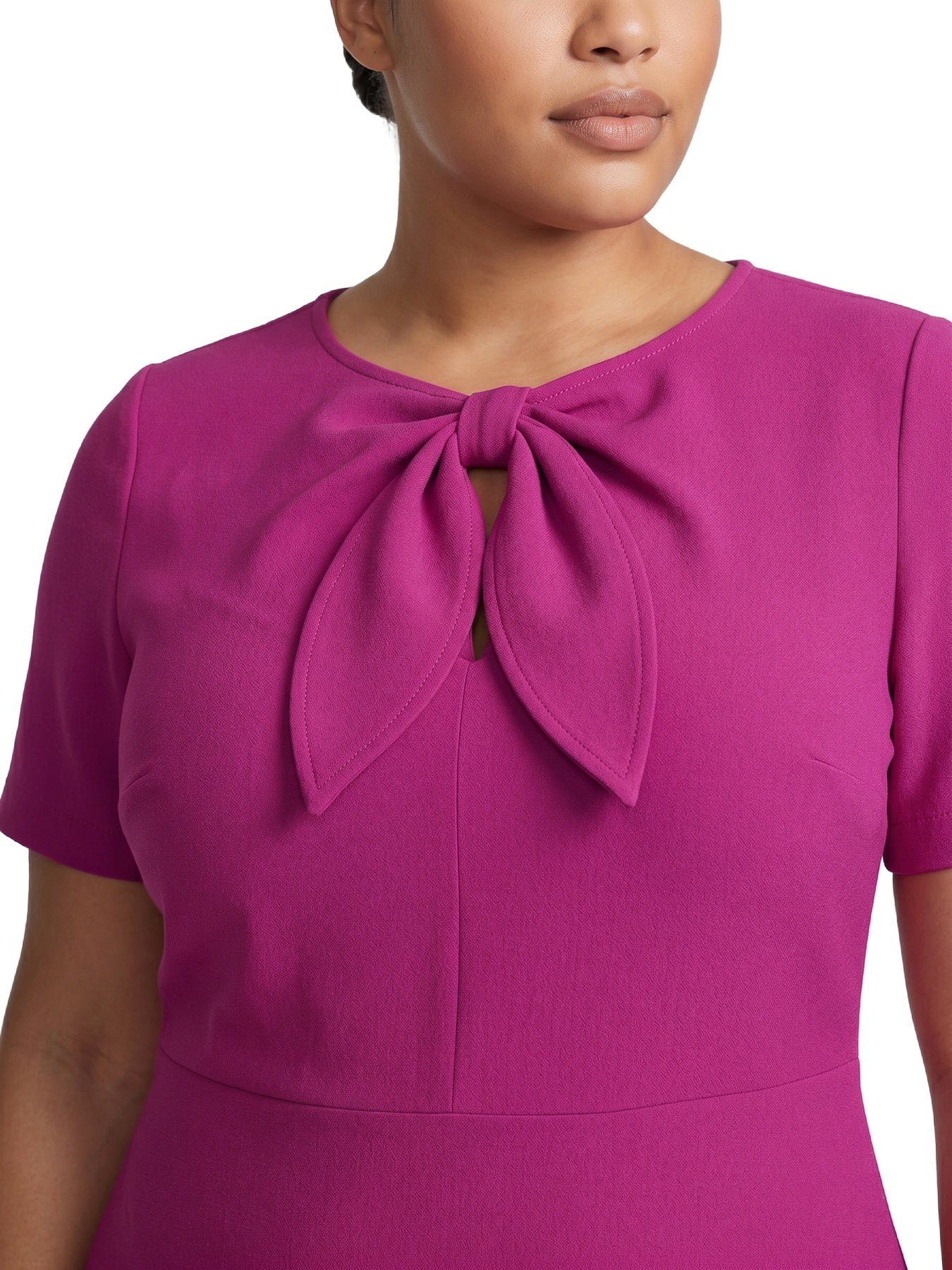 Plus Tie Neck Sheath Dress, Stretch Crepe - Image 4