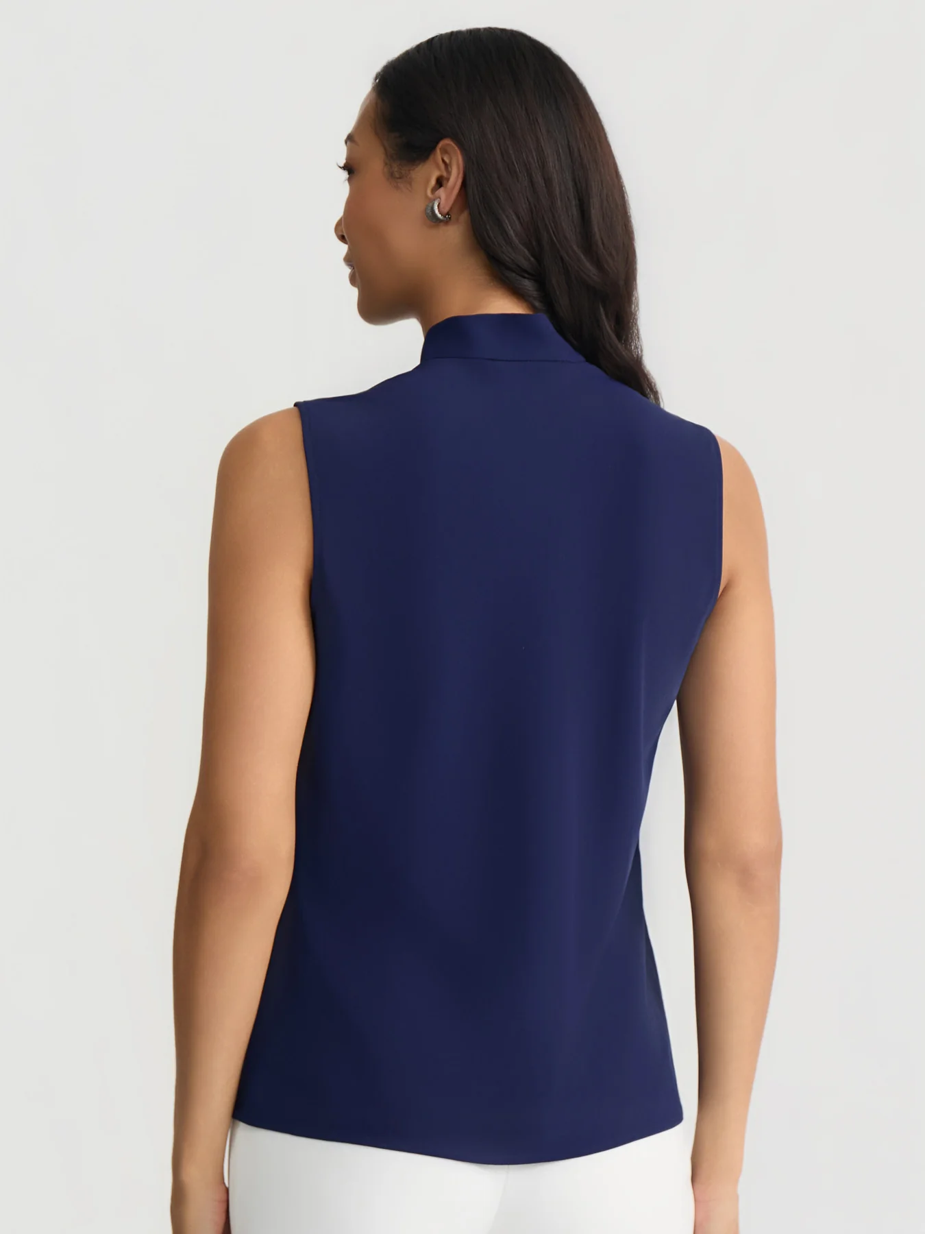 Plus Tie Neck Sleeveless Blouse - Image 2
