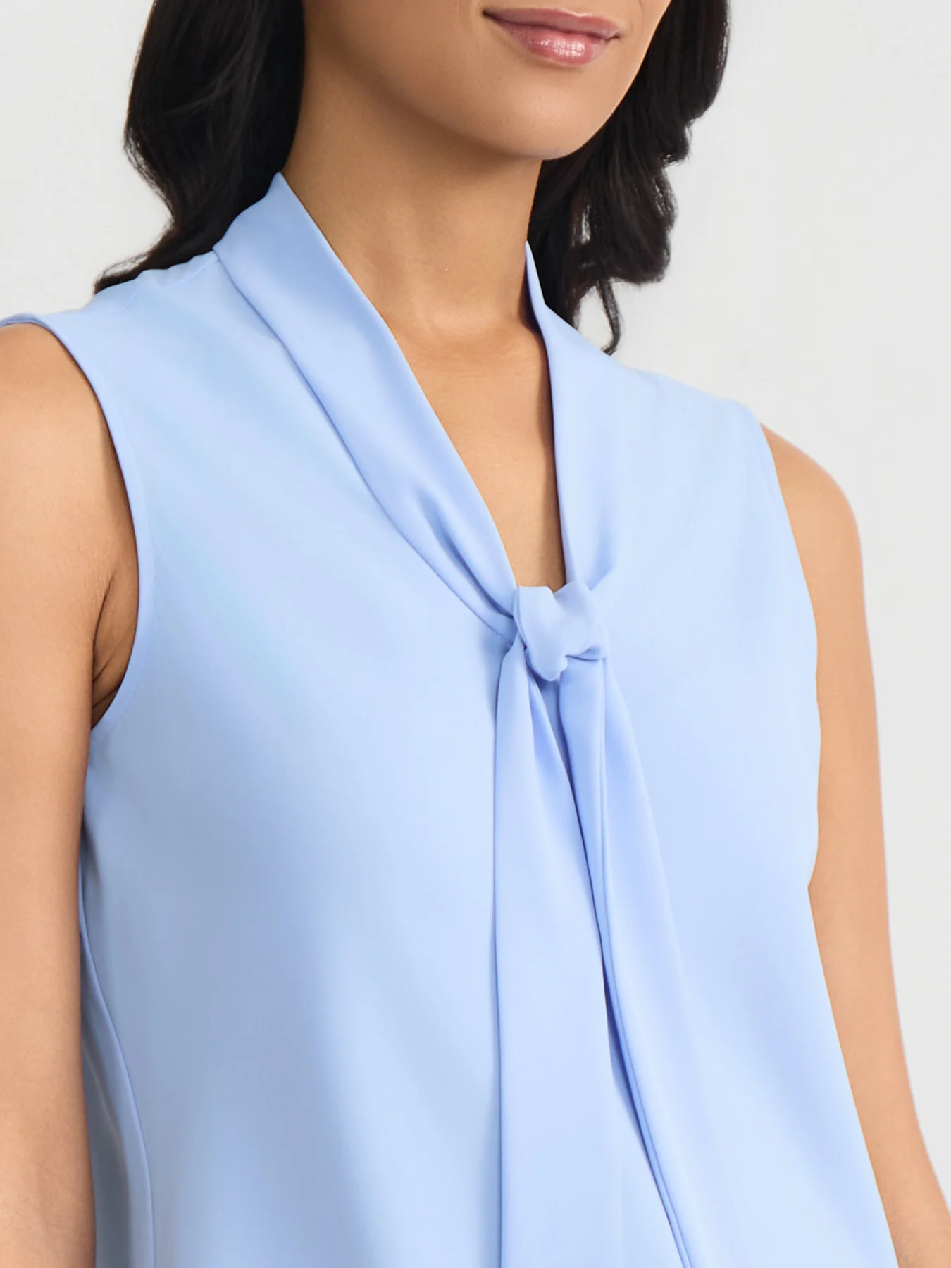 Plus Tie Neck Sleeveless Blouse - Image 4