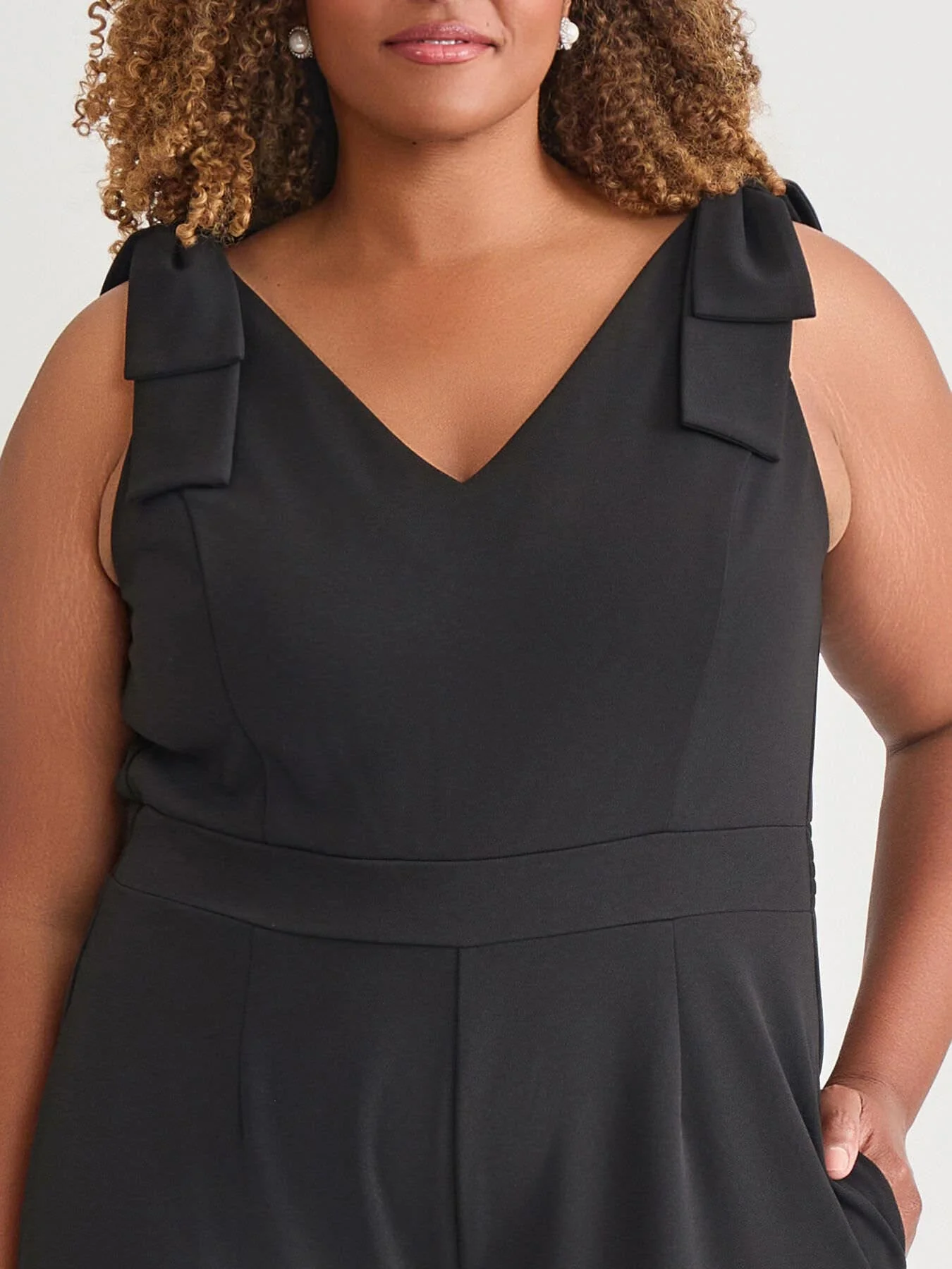 Plus Tie Strap Jumpsuit, Black - Image 3