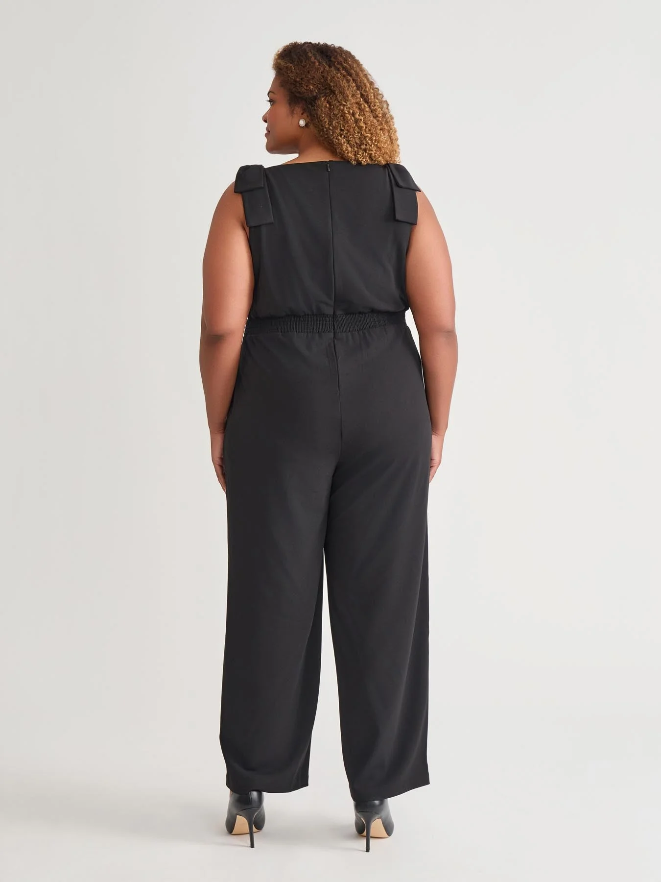 Plus Tie Strap Jumpsuit, Black - Image 4