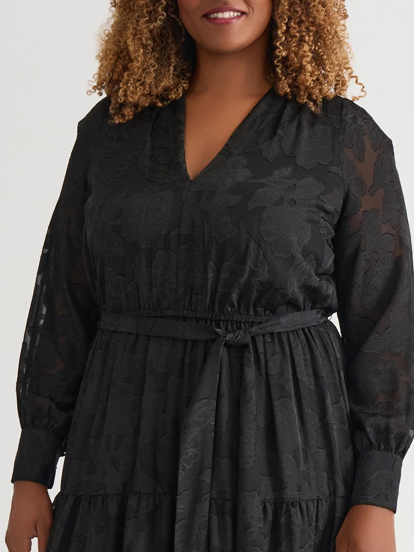 Plus Tiered Burnout Maxi Dress, Black - Image 4