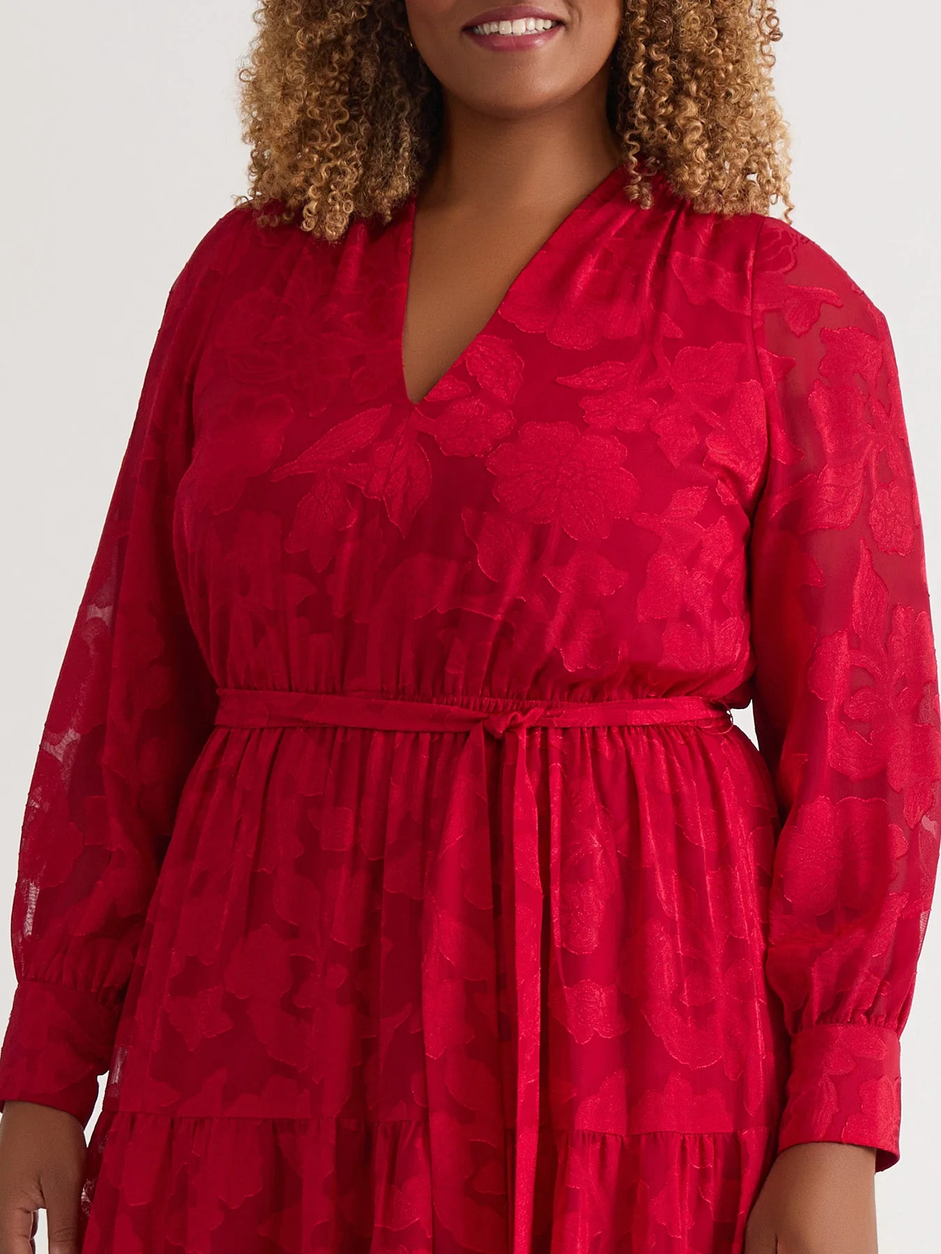 Plus Tiered Burnout Maxi Dress, Crimson - Image 4