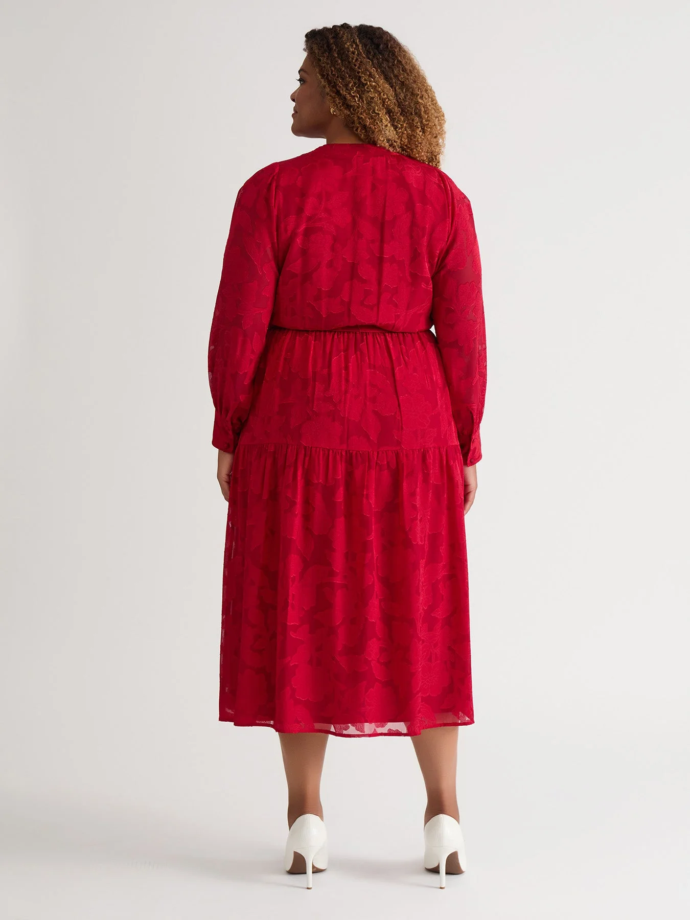 Plus Tiered Burnout Maxi Dress, Crimson - Image 5