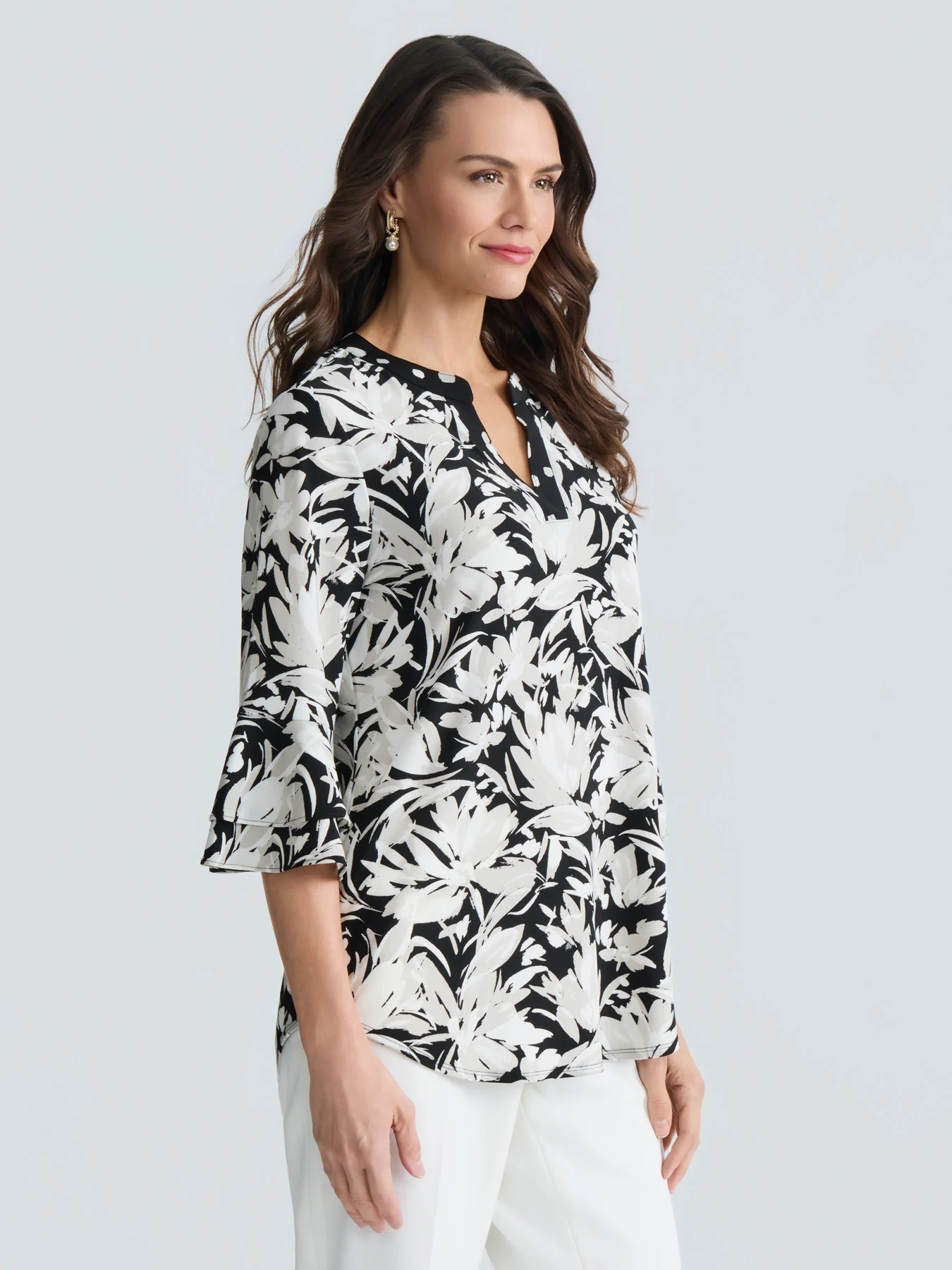 Plus Tonal Floral Print Top - Image 3