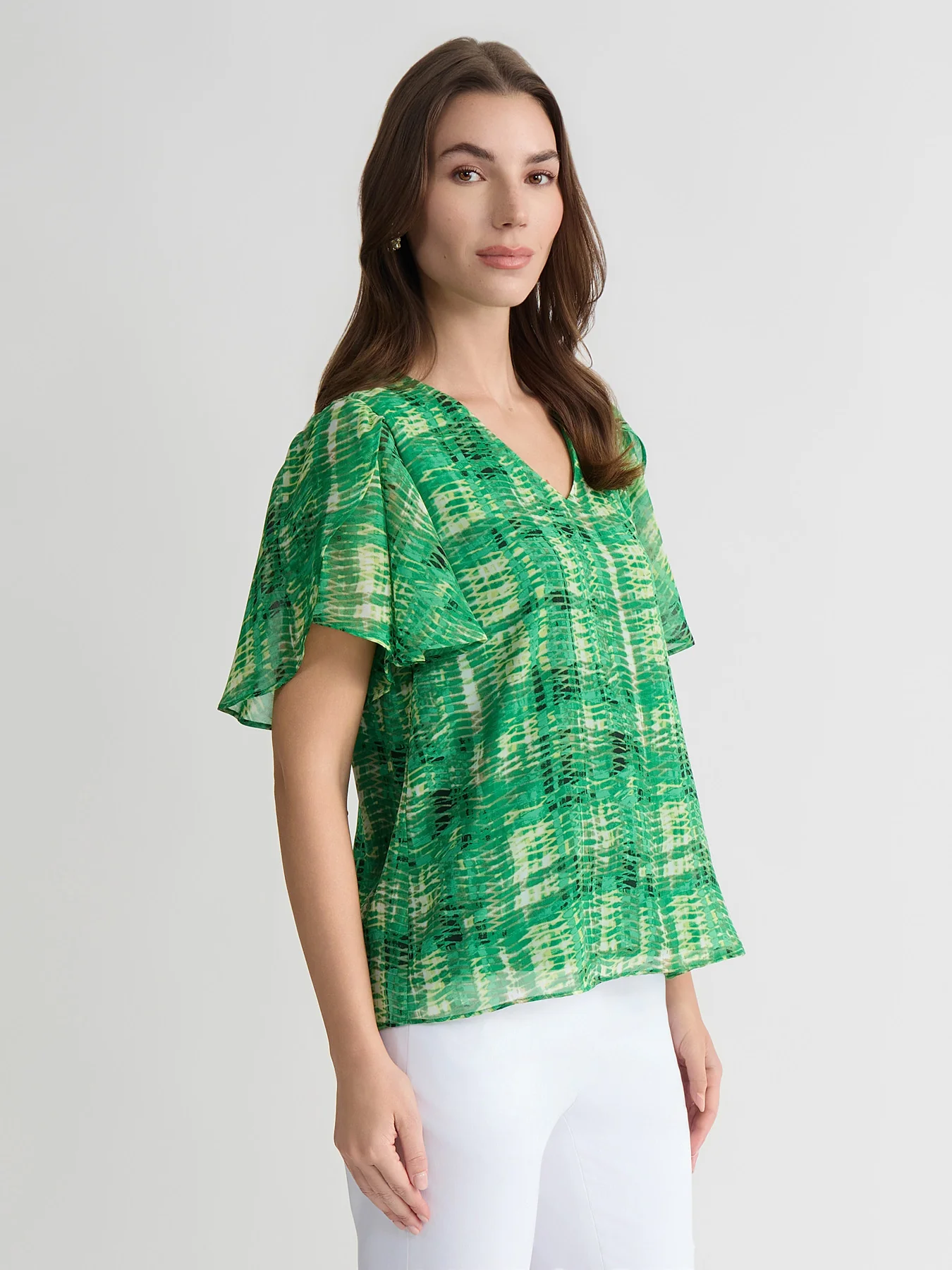Plus Tulip Sleeve V-Neck Blouse - Image 3