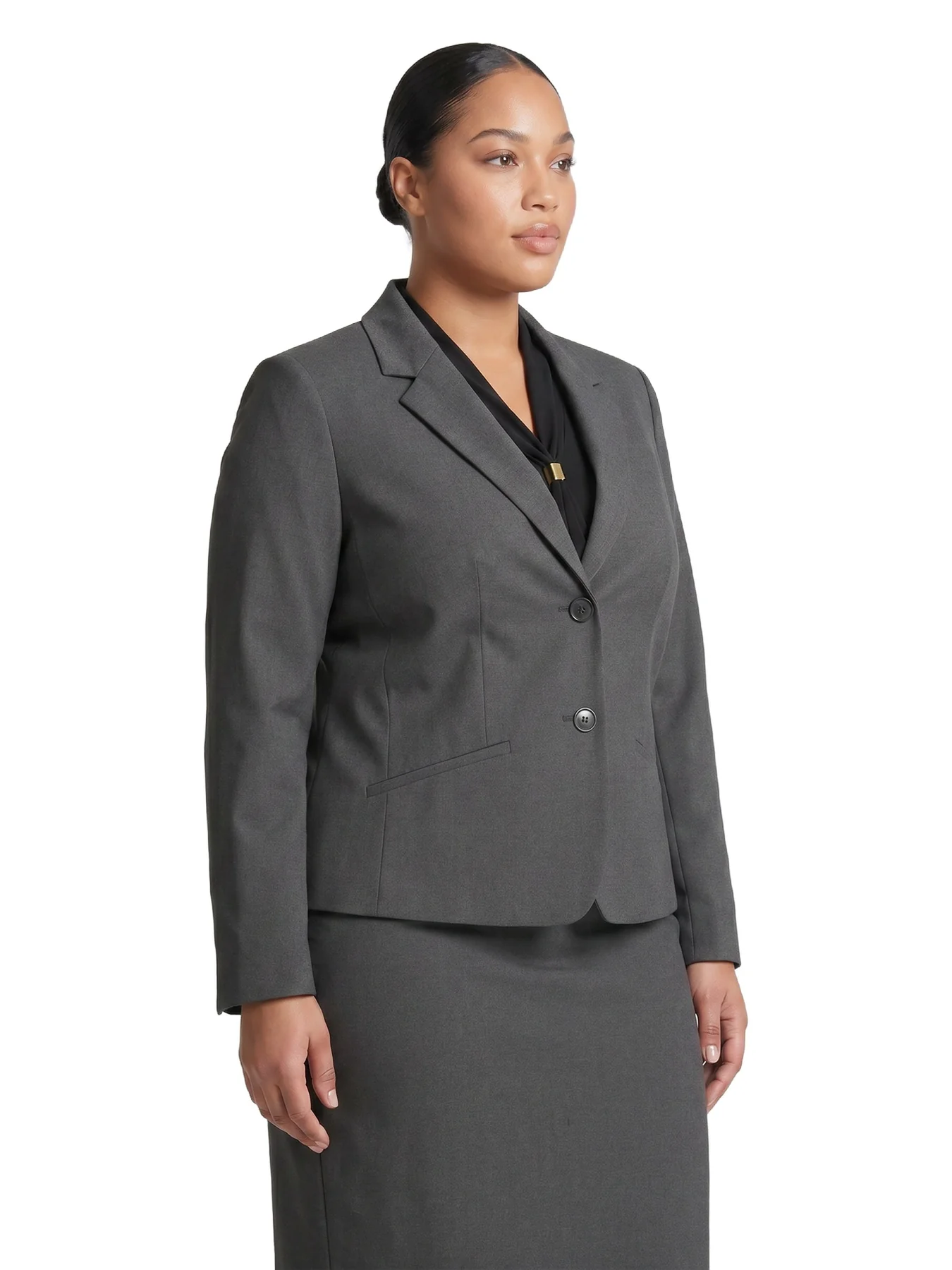Plus Two Button Jacket, Washable Bi-Stretch - Image 3