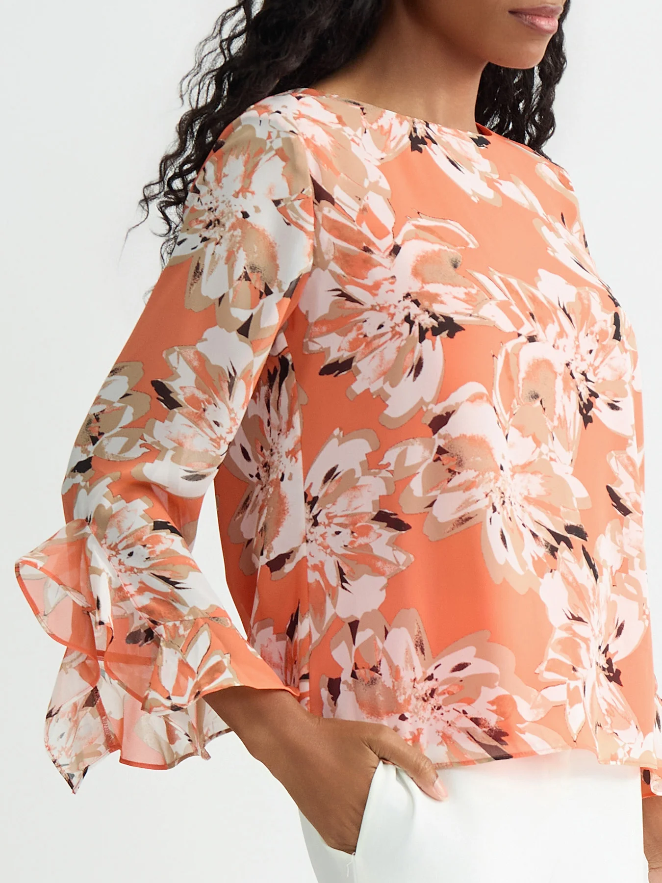 Printed Flounce Sleeve Blouse - Image 4
