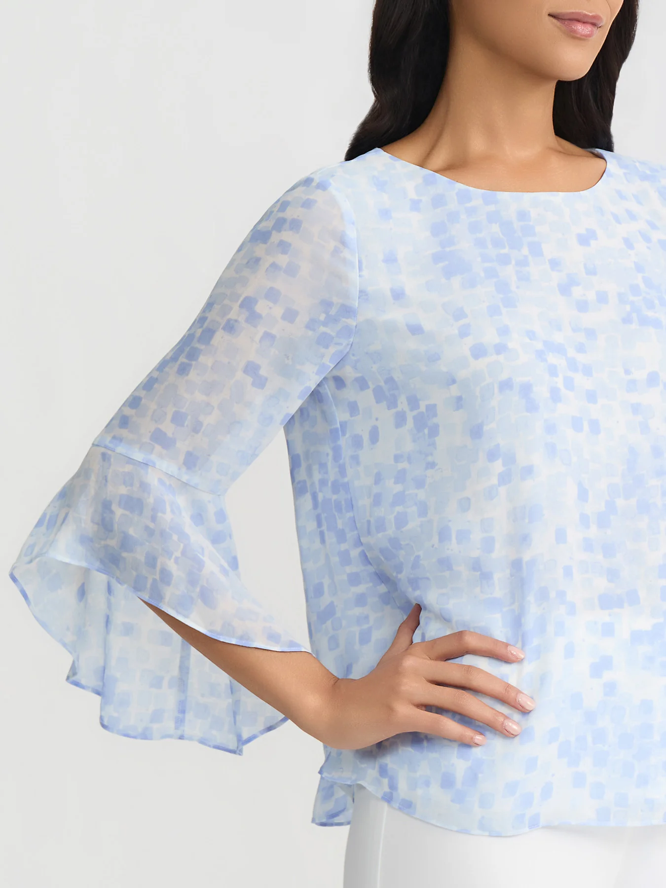 Printed Flounce Sleeve Blouse - Image 4