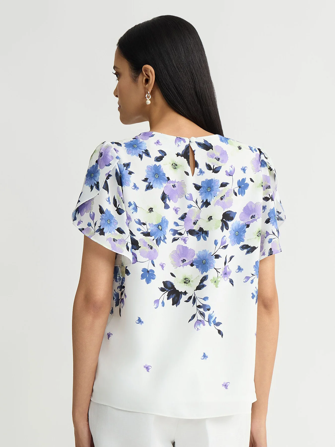 Printed Tulip Sleeve Blouse - Image 2