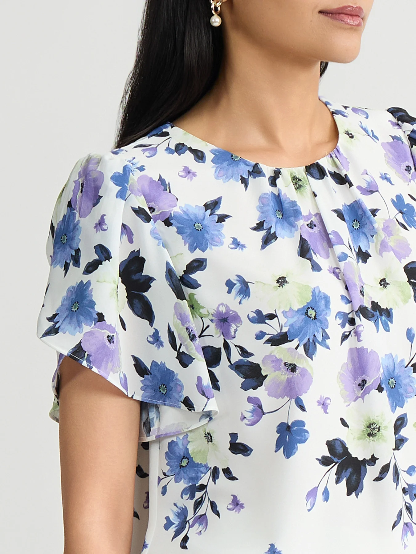 Printed Tulip Sleeve Blouse - Image 4