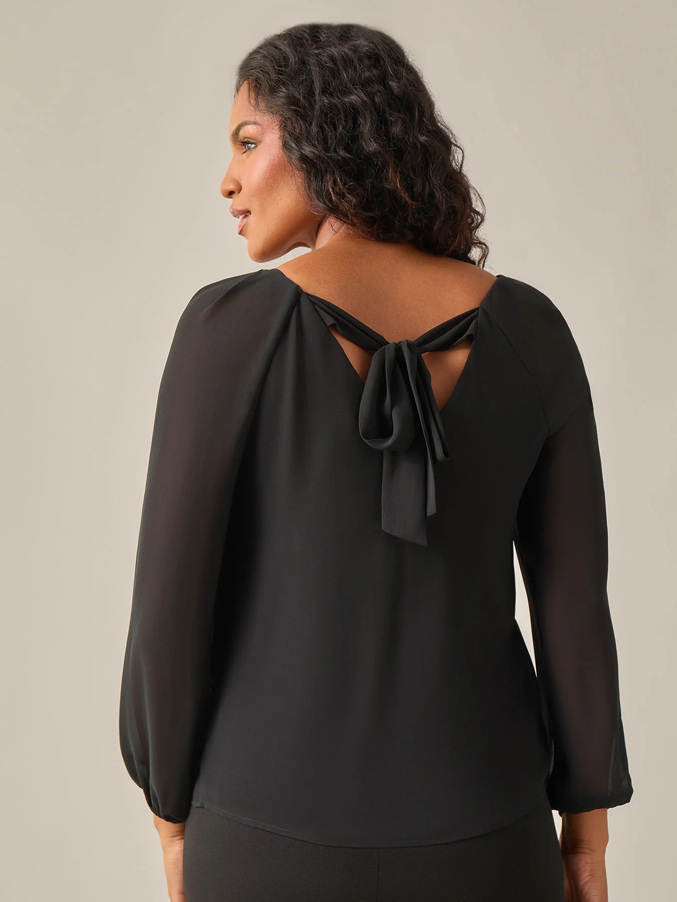 Raglan Sleeve Blouse, Black - Image 3