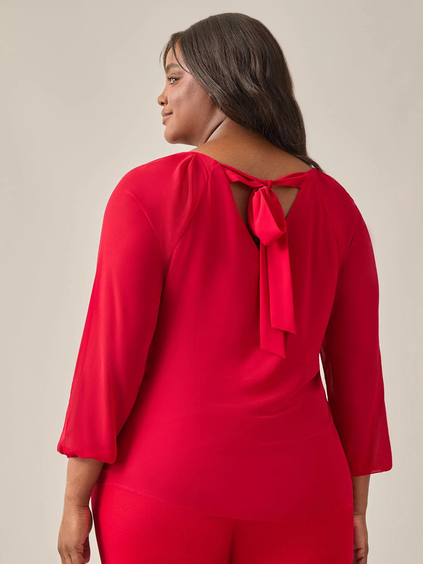 Raglan Sleeve Blouse, Crimson - Image 3