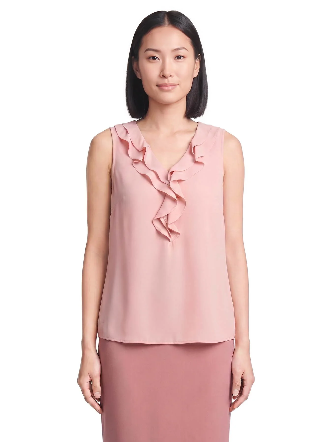 Ruffle Collar Sleeveless Blouse