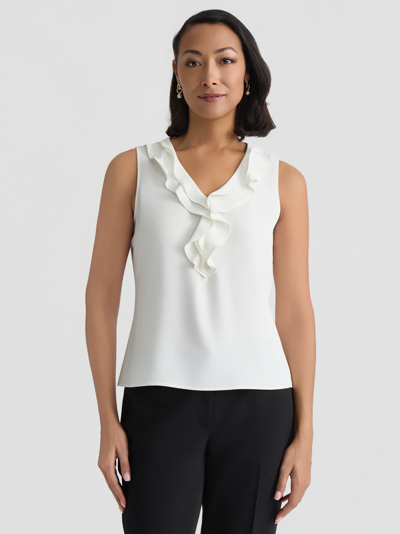 Ruffle Collar Sleeveless Blouse