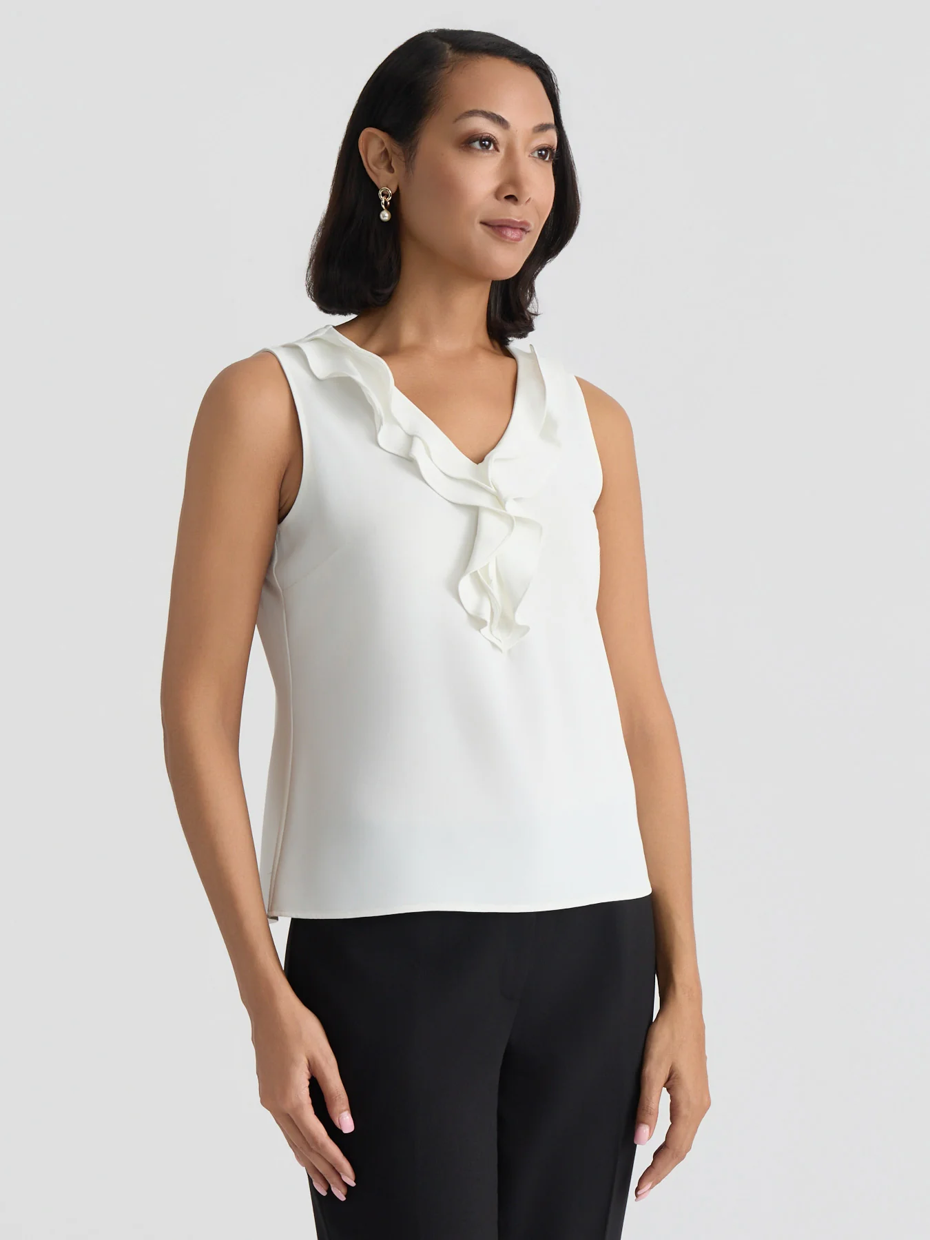 Ruffle Collar Sleeveless Blouse - Image 3